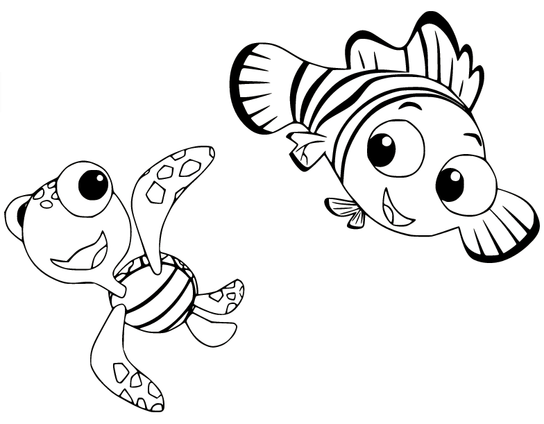 Nemo zwemt met squirt van Finding Nemo