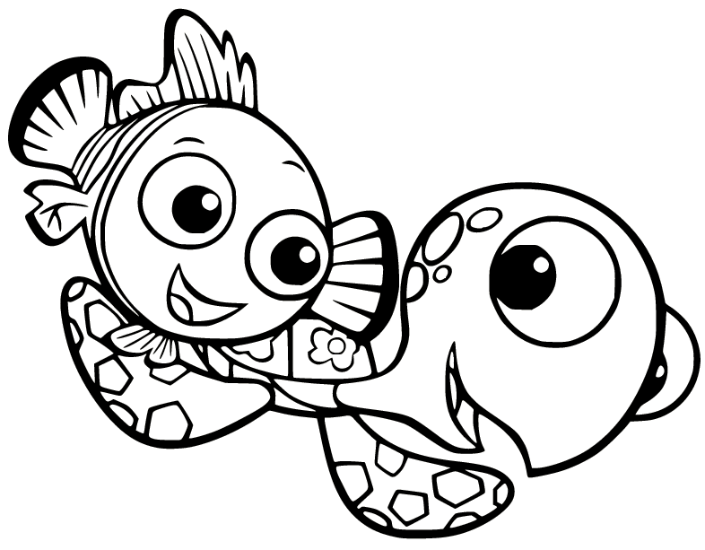 Nemo and Squirt Coloring Pages