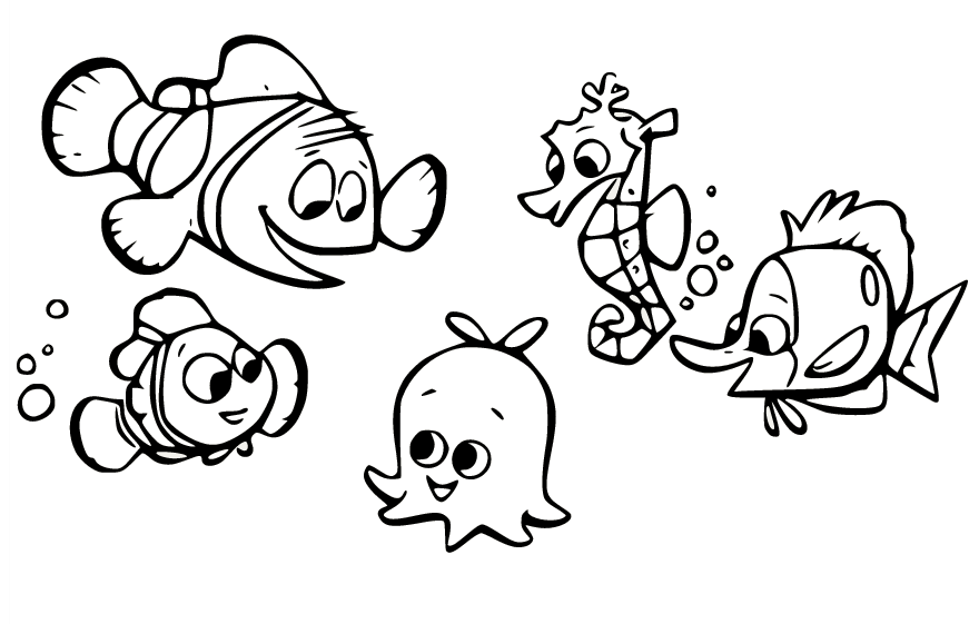 Nemo with School Class Coloring Pages