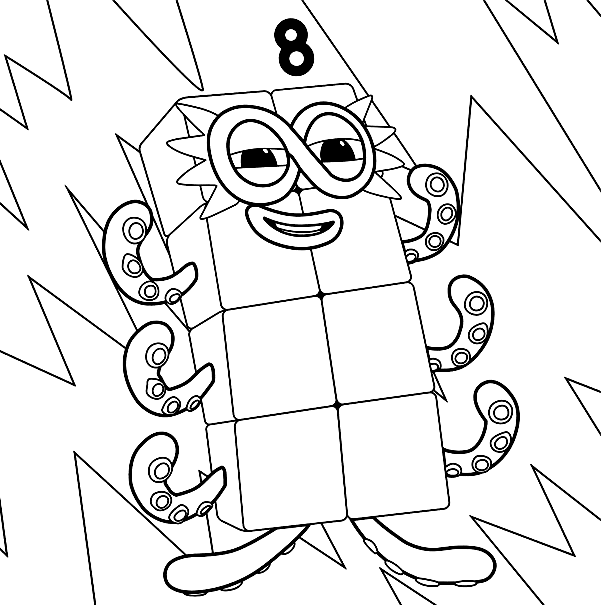 Nummerblokken Acht voor kinderen Kleurplaat