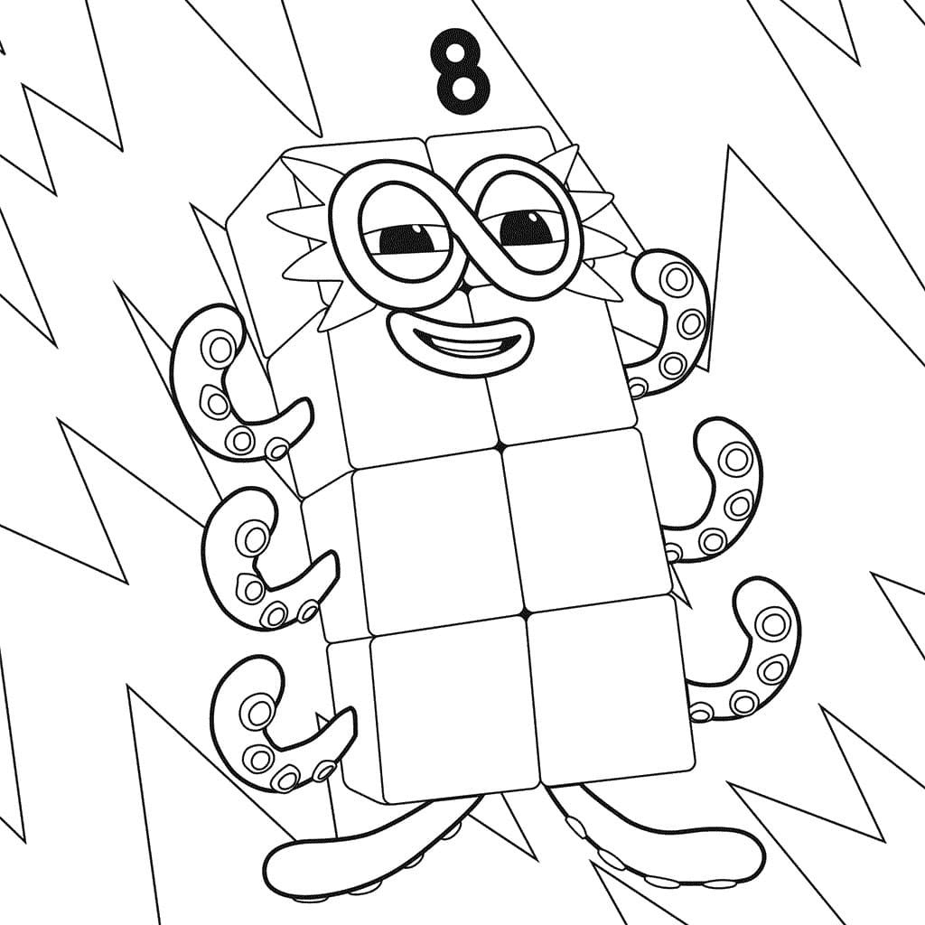 Numberblocks Eight For Kids Coloring Page Free Printable Coloring Pages