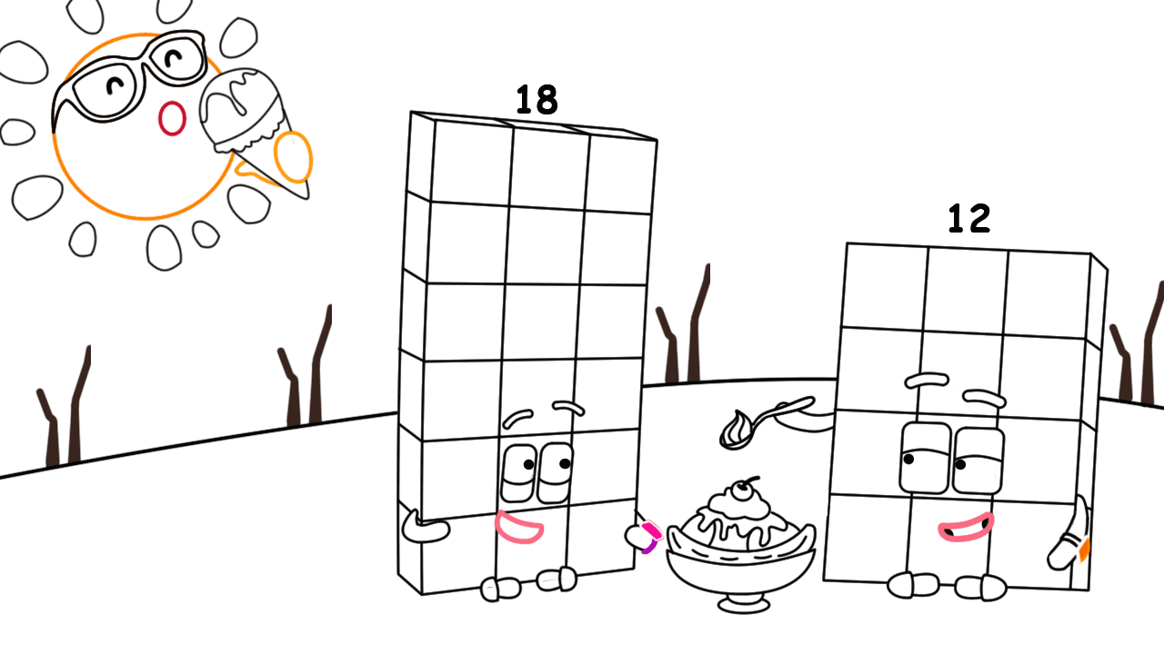 NumberBlocks 12 Coloring Pages