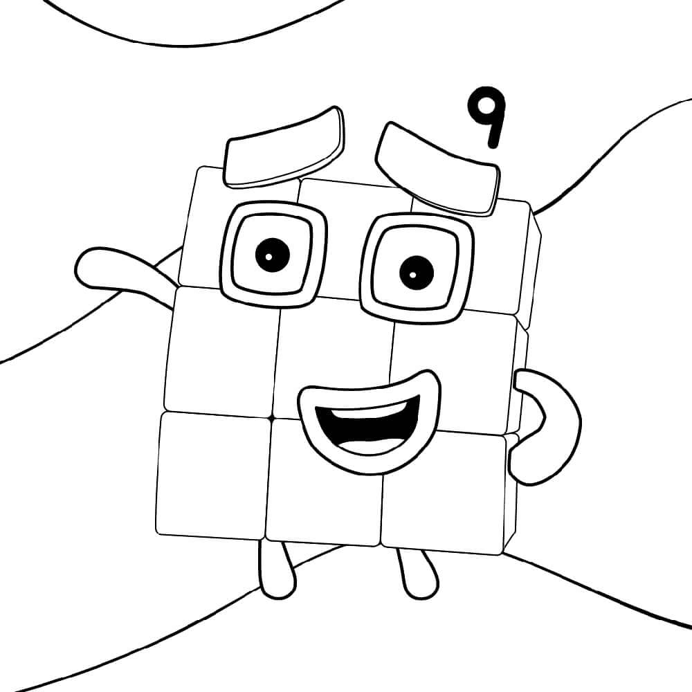 Numberblocks Nine for Kids Coloring Pages