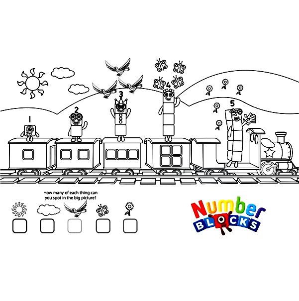 Numberblocks on the train Coloring Pages