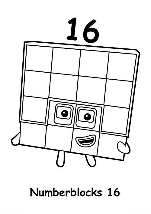 Numberblocks Sixteen Coloring Page