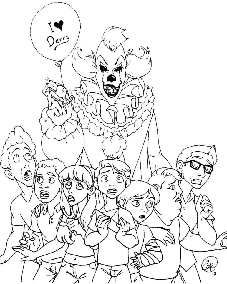 Pennywise with Childrens Coloring Page