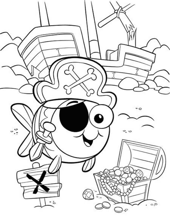 Pirate Goldfish Coloring Page