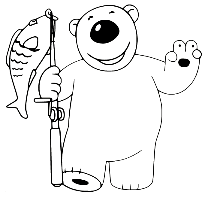 Polar Bear Caught a Fish Coloring Pages