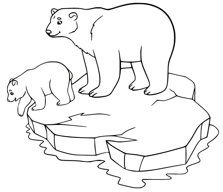 Eisbärjunges und Mutter auf dem Eis von Polar Bear