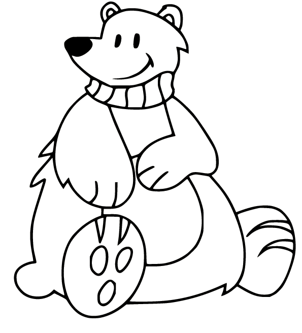 Polar Bear with a Scarf Coloring Page