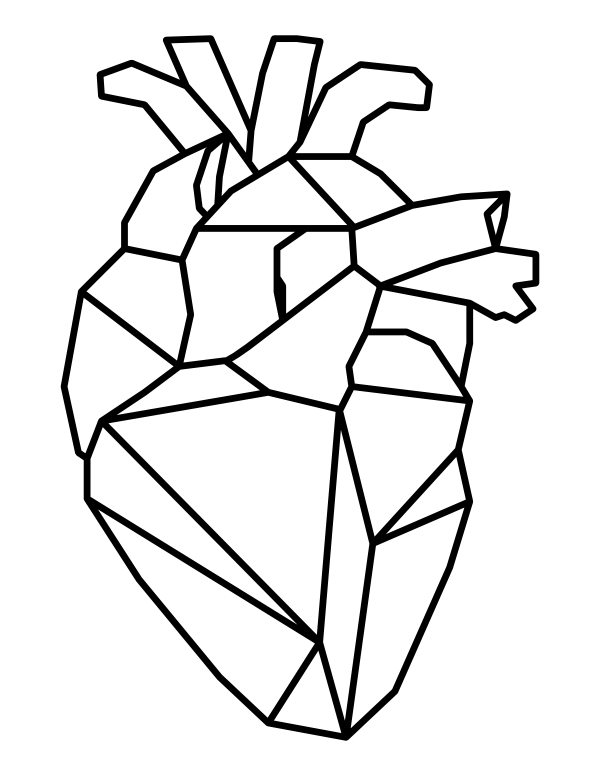 Polygon Human Heart Coloring Page