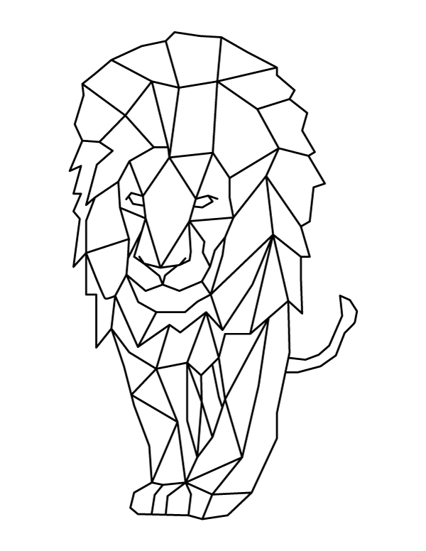 Polygonal Lion Coloring Page