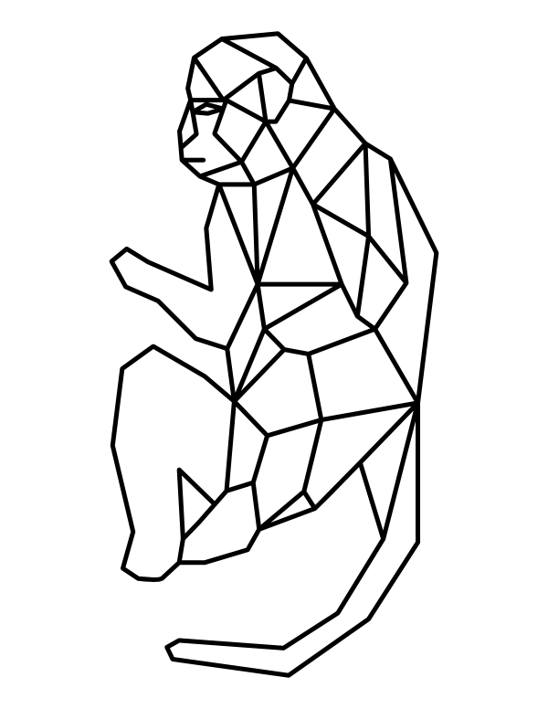 Polygonal Monkey Coloring Page
