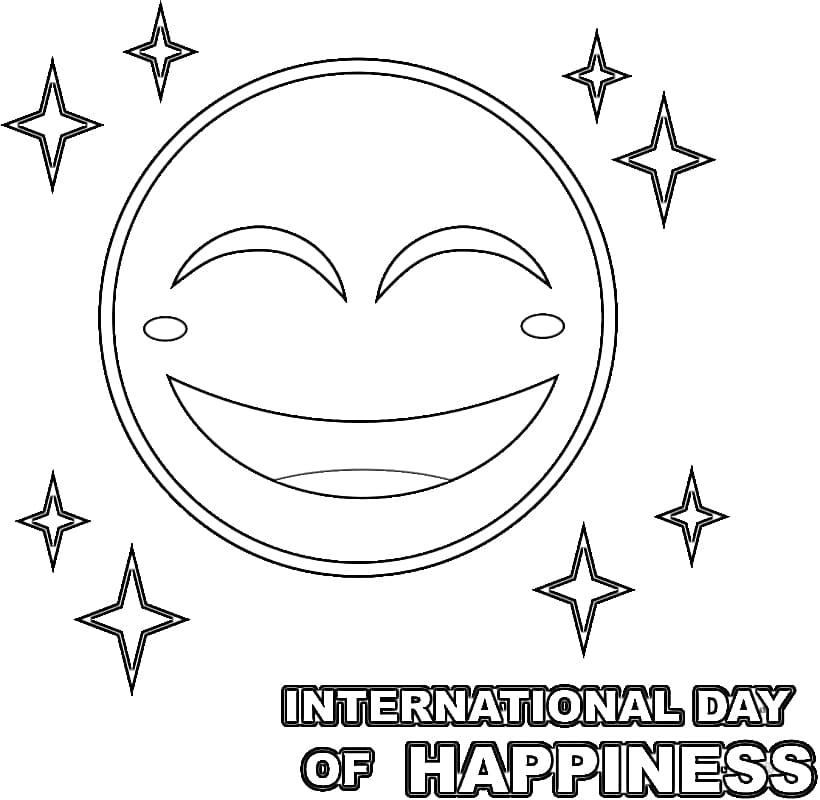 Printable International Day of Happiness Celebration Coloring Page