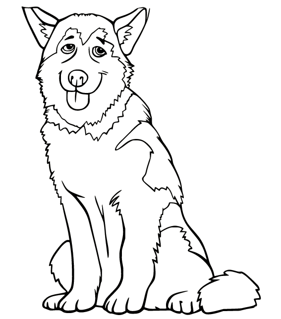 Realistic Husky Coloring Page