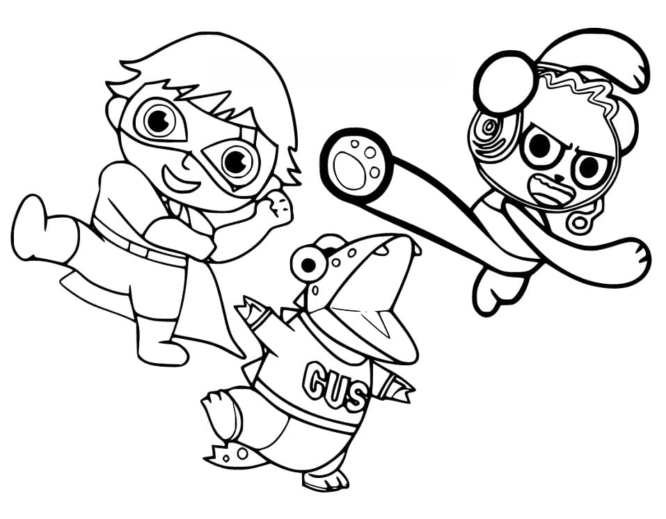 Red Titan with Gus and Combo Panda Coloring Page