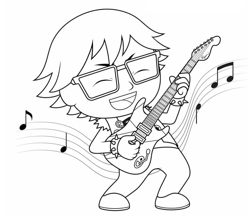 Ryan Playing Guitar Coloring Pages