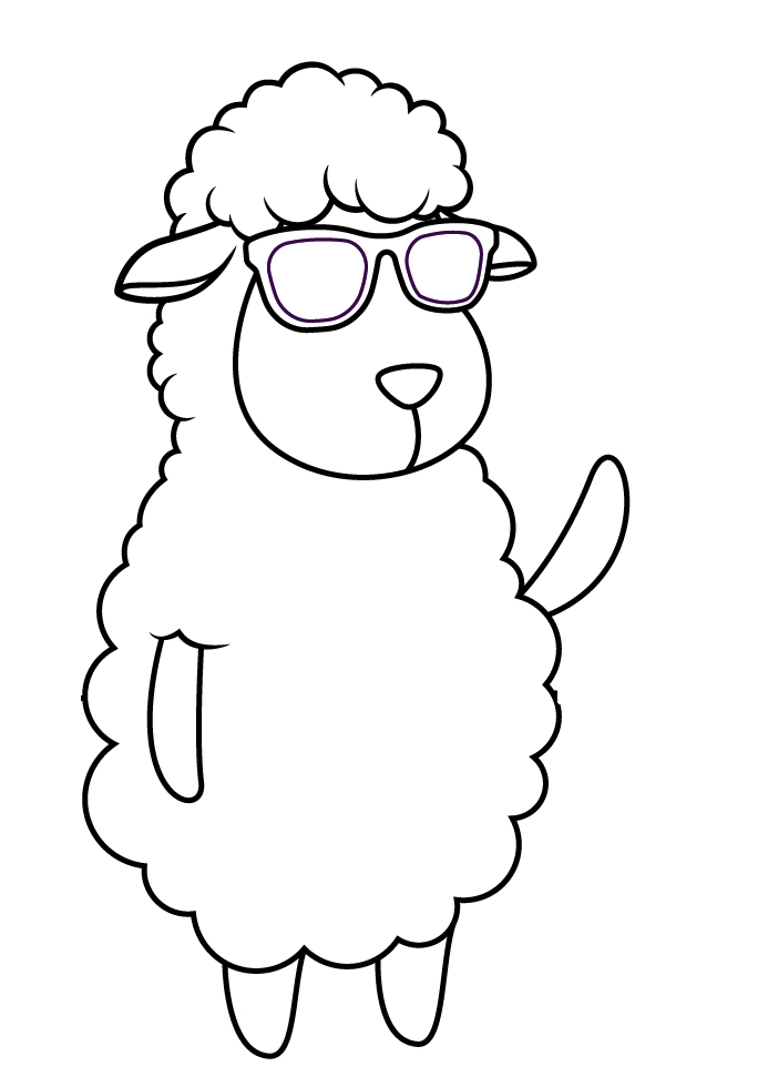 Sheep Wearing Glasses Coloring Page