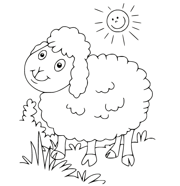Sheep in the Sun Coloring Page