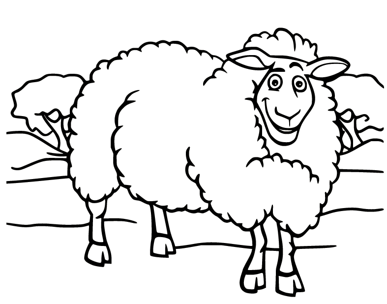 Sheep in the Wild Coloring Page