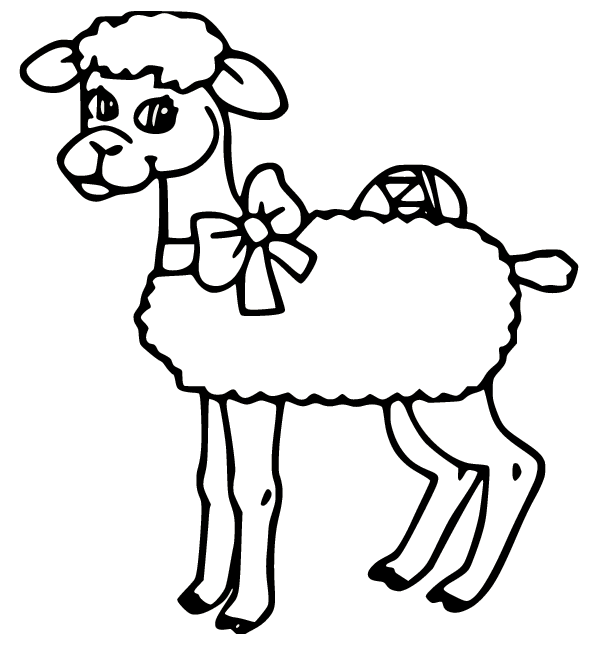 Sheep with a Bowknot Coloring Page