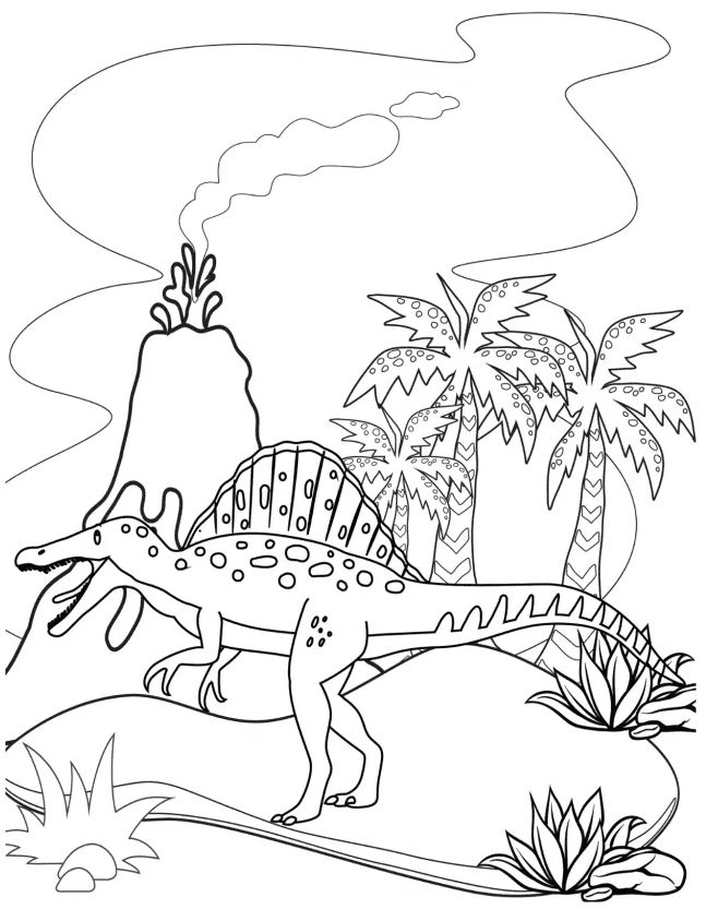 Spinosaurus idiot près du volcan de Spinosaurus