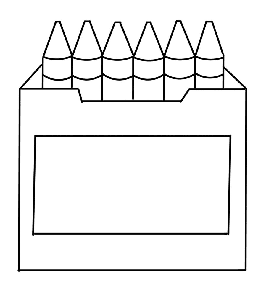 Pagina da colorare di scatola di pastelli semplice