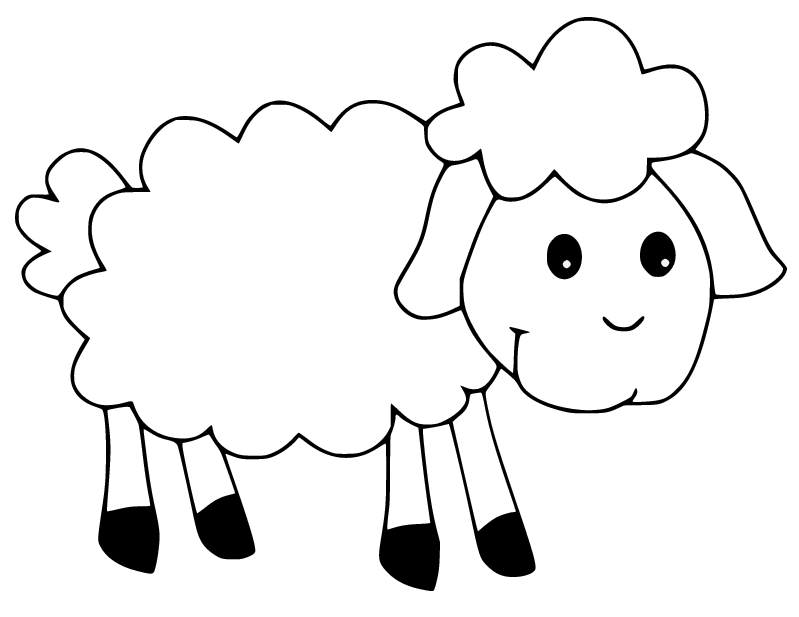 Simple Cute Sheep Coloring Page