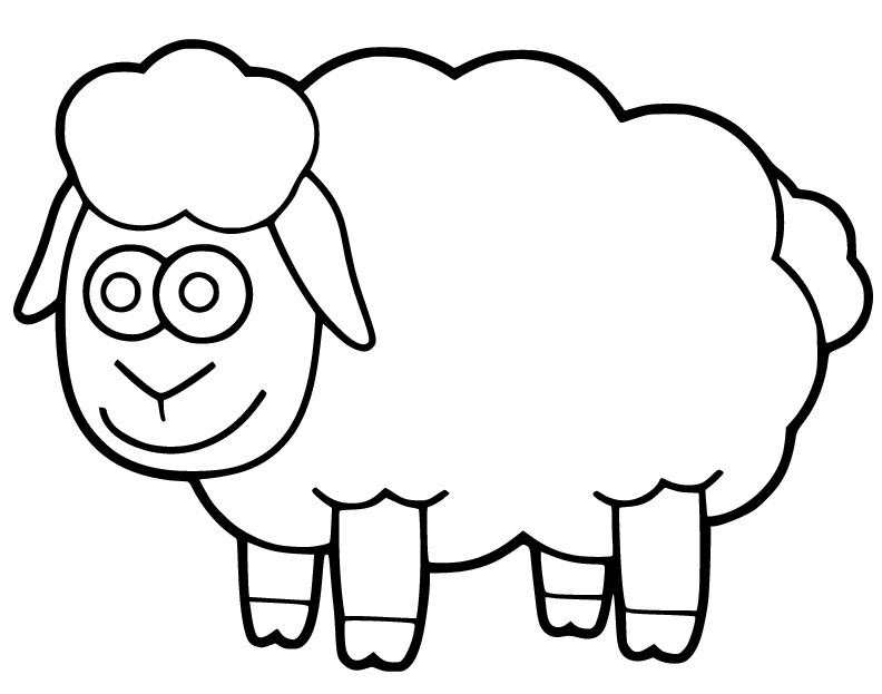 Simple Funny Sheep Coloring Page