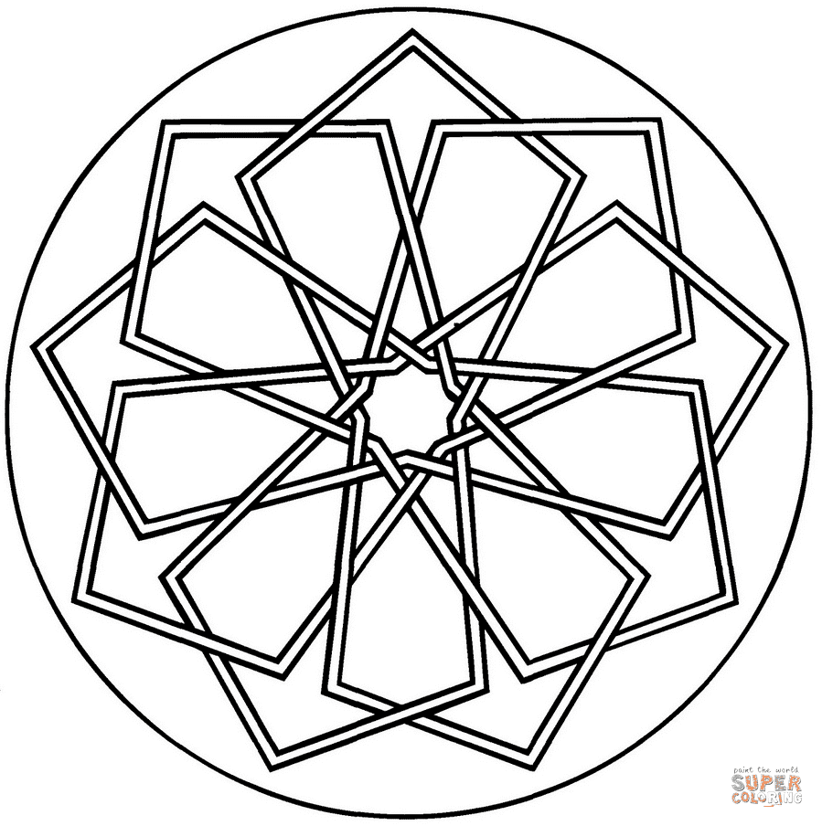 Simple Geometric Mandala Coloring Page