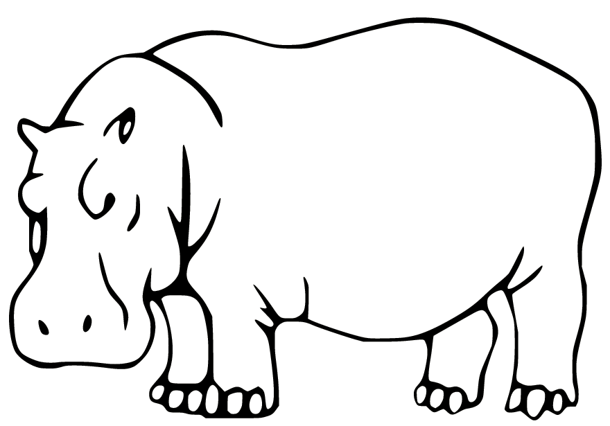 Simple Hippo Coloring Page