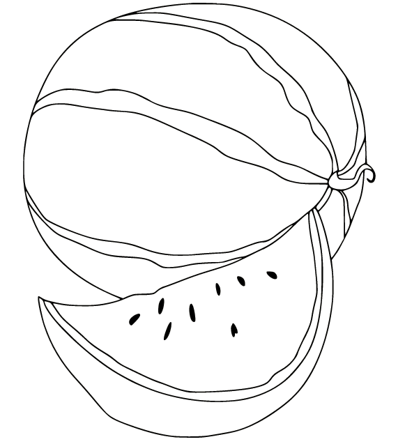 Simple Watermelon Coloring Page