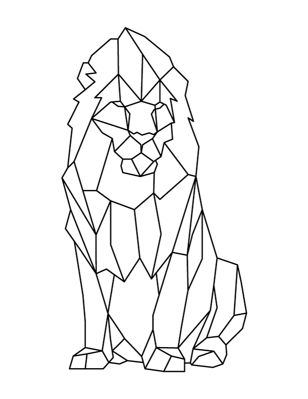 León geométrico sentado de Geométrico