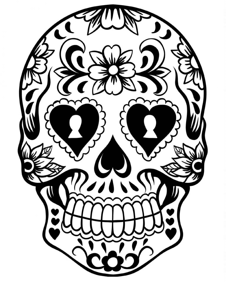 Skull Art Day of the Dead Coloring Page