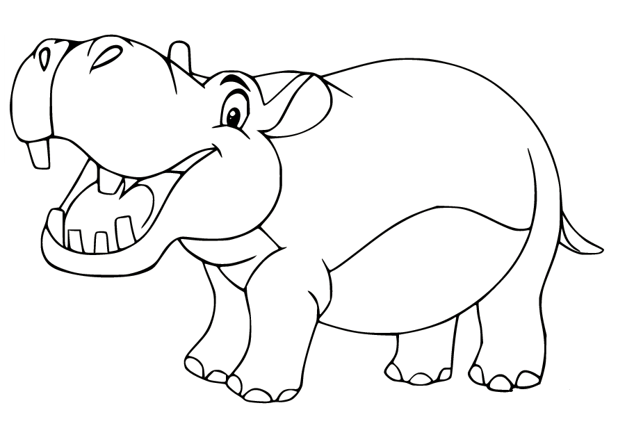 Smiling Hippo Coloring Page