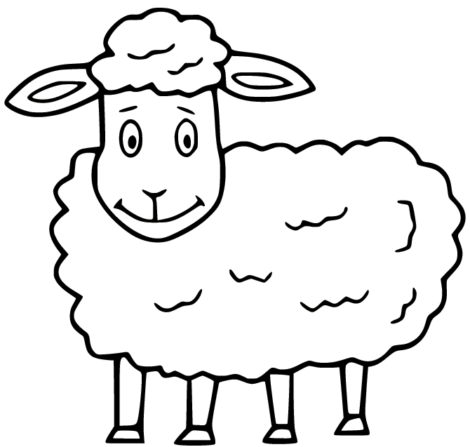 Smiling Sheep for Kids Coloring Page