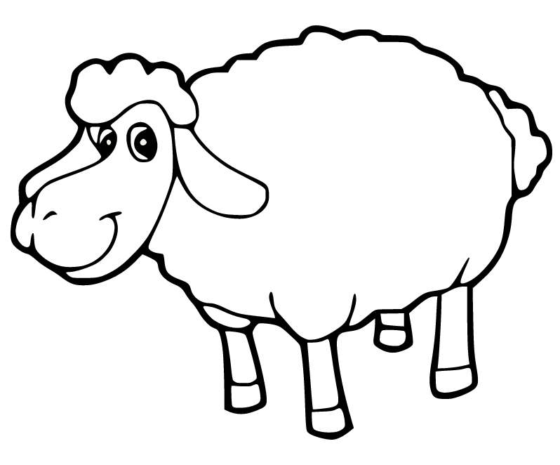 Smiling Sheep Coloring Page