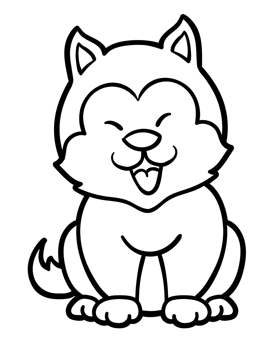 So Cute Husky Coloring Page
