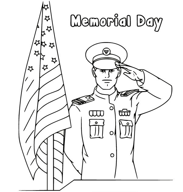Soldier Salute on Memorial Day Coloring Page