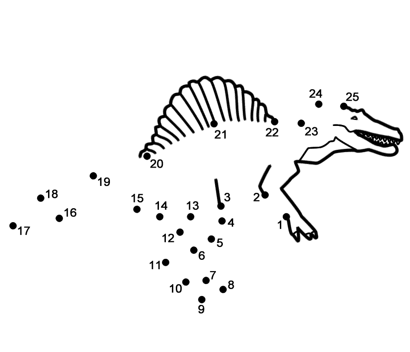 Spinosaurus Dot to Dot Coloring Pages