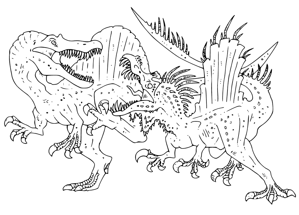 Spinosaurus vs T-Rex Coloring Page