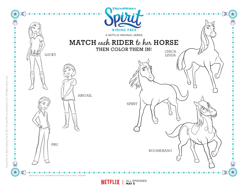 Spirit Riding Free Characters Coloring Page