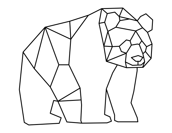 Standing Geometric Panda Coloring Page