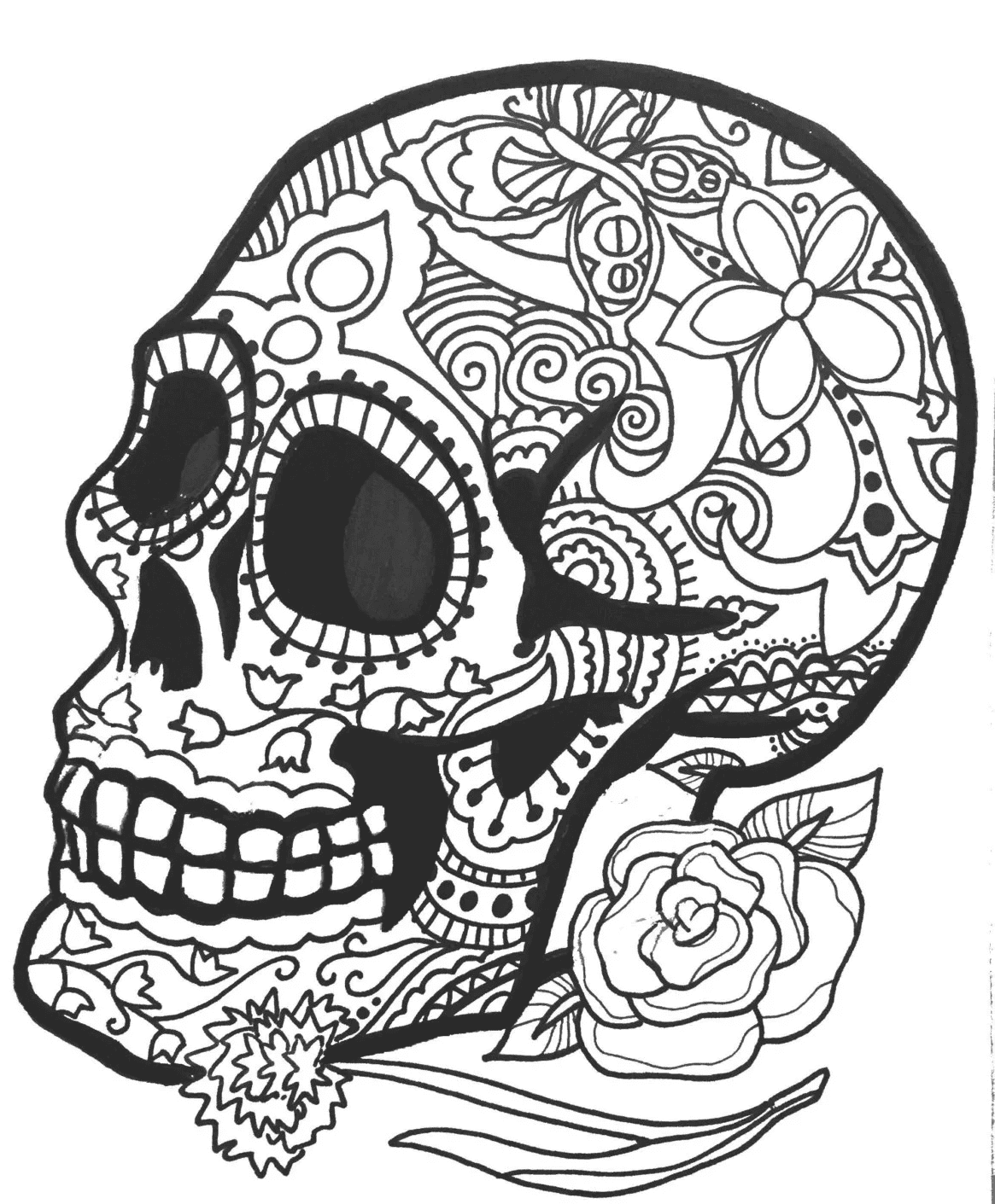 Sugar Skull Day of the Dead Coloring Page