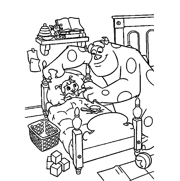 Sulley with Boo from Monsters Inc Coloring Pages