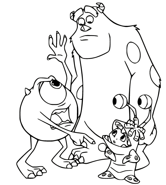 Sullivan with Mike and Boo Coloring Page
