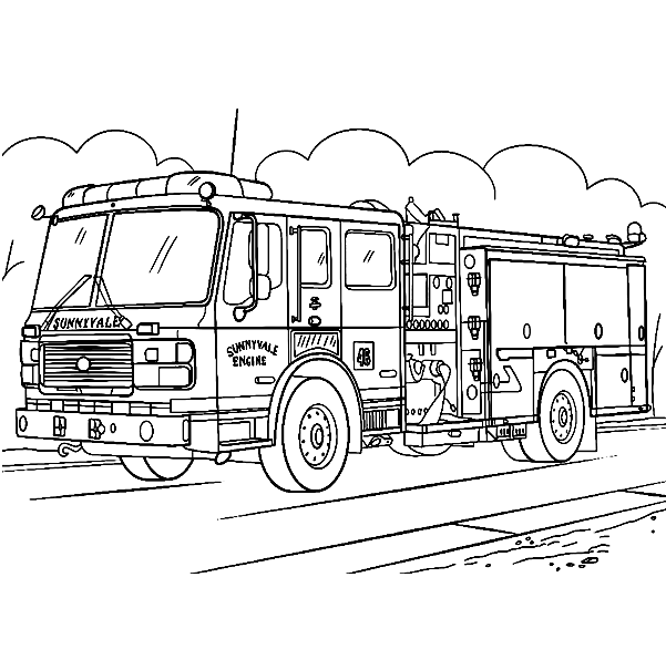 Sunnyvale Fire Truck Coloring Page