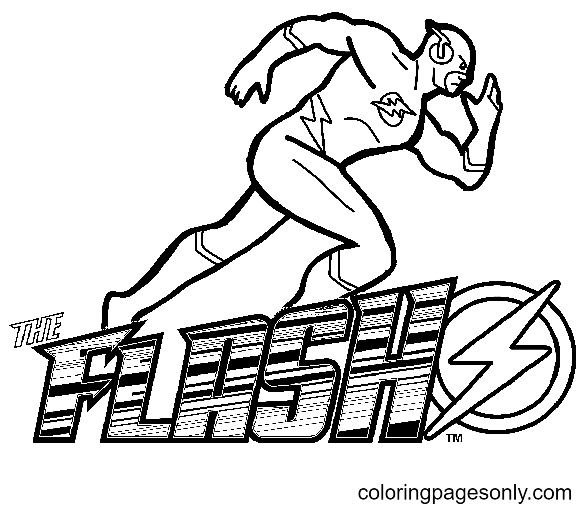 Pagina da colorare di supereroi in flash