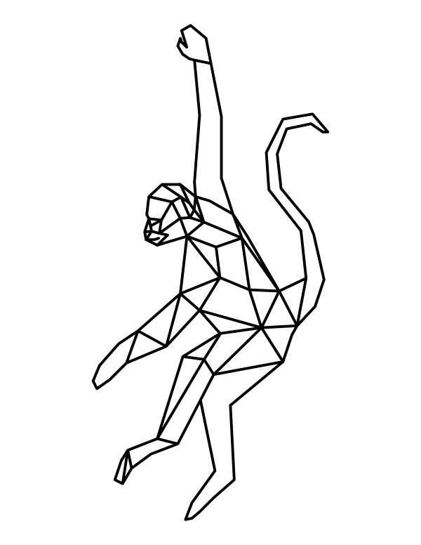 Swinging Geometric Monkey Coloring Page