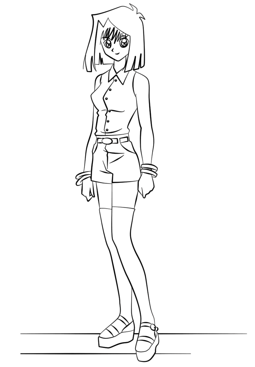 Tea Gardner from Yu-Gi-Oh Coloring Page